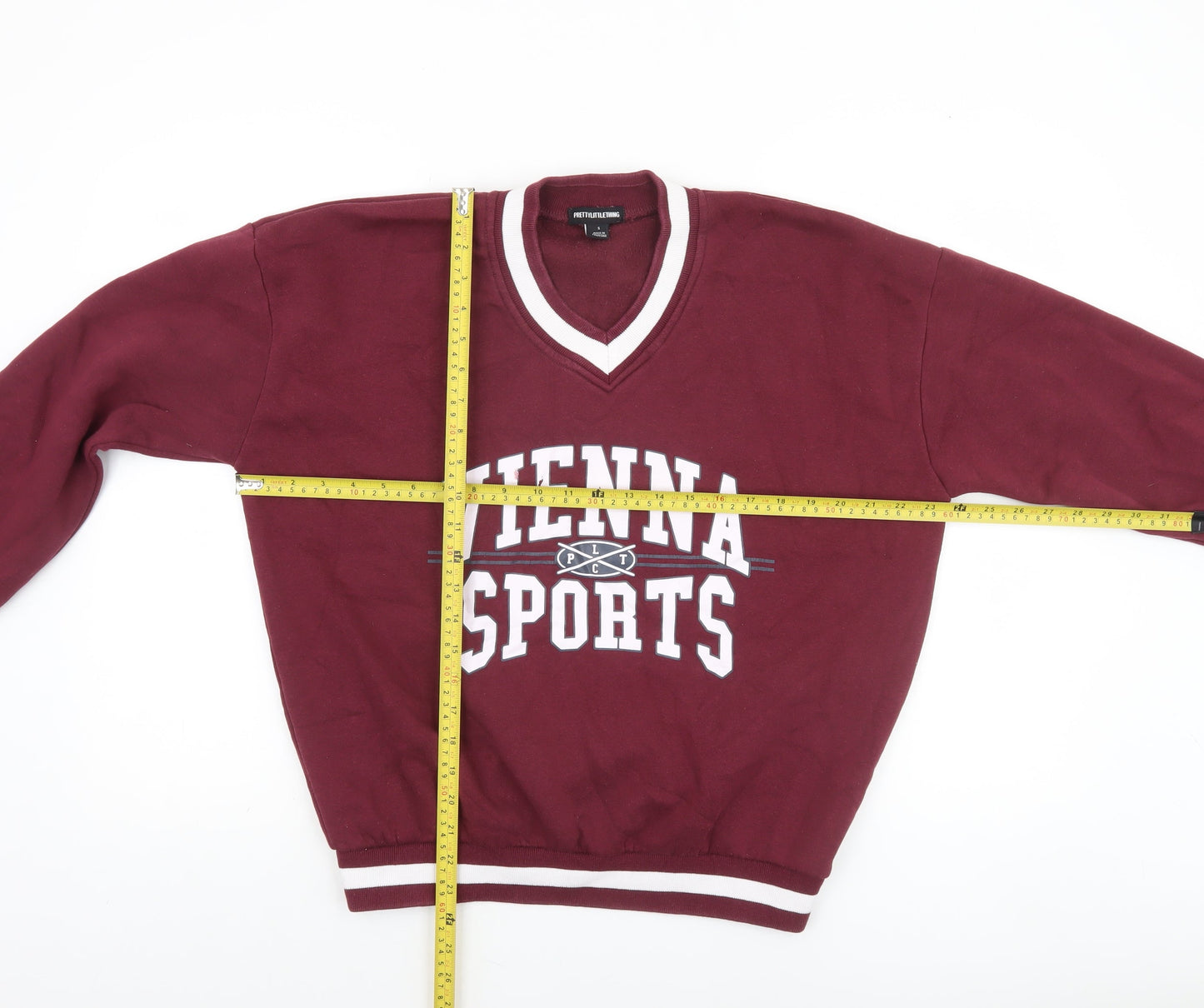 PrettyLittleThing Womens Burgundy Vienna Sports Sweatshirt Size S