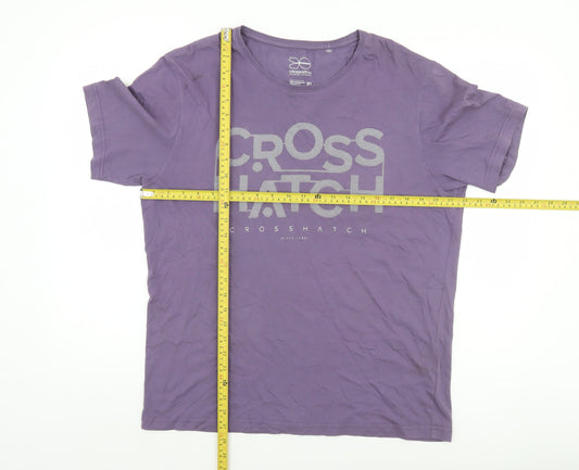 Crosshatch Men's Purple XL Graphic Logo Cotton T-Shirt