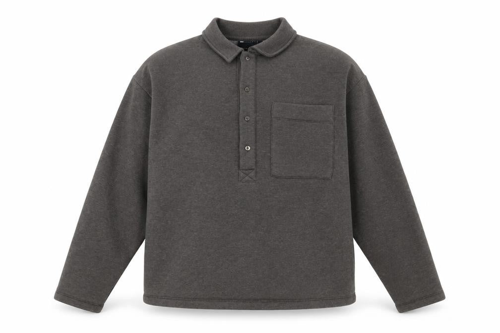 Front view of ASOS DESIGN Men's Brown Henley Fleece Sweatshirt XS Regular Fit