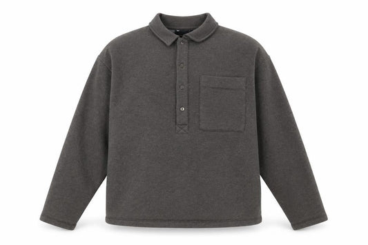 Front view of ASOS DESIGN Men's Brown Henley Fleece Sweatshirt XS Regular Fit