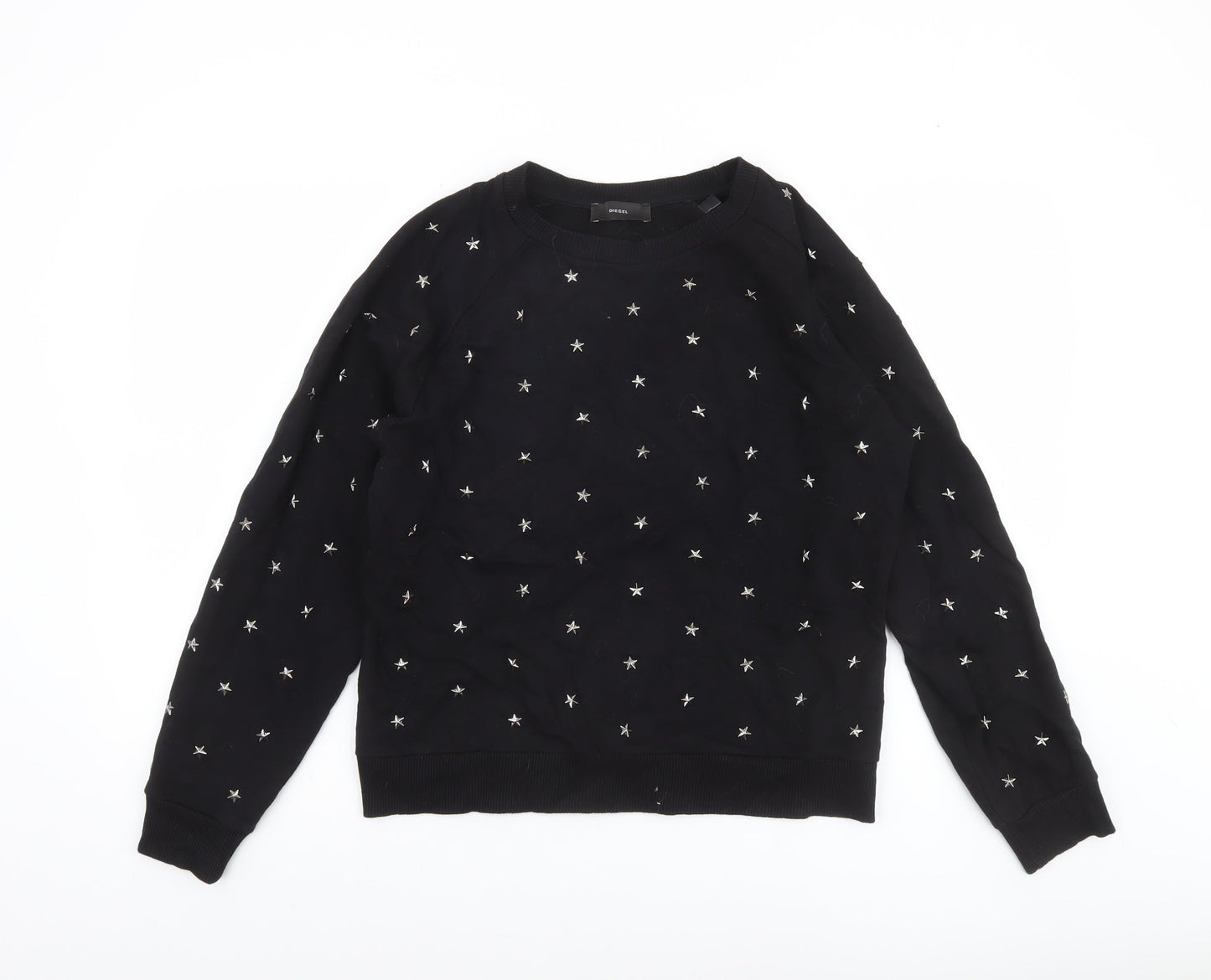 Womens UK M Regular Diesel Black Pullover Sweatshirt