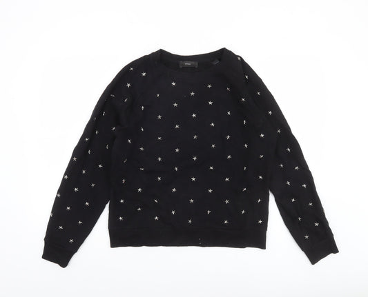 Womens UK M Regular Diesel Black Pullover Sweatshirt