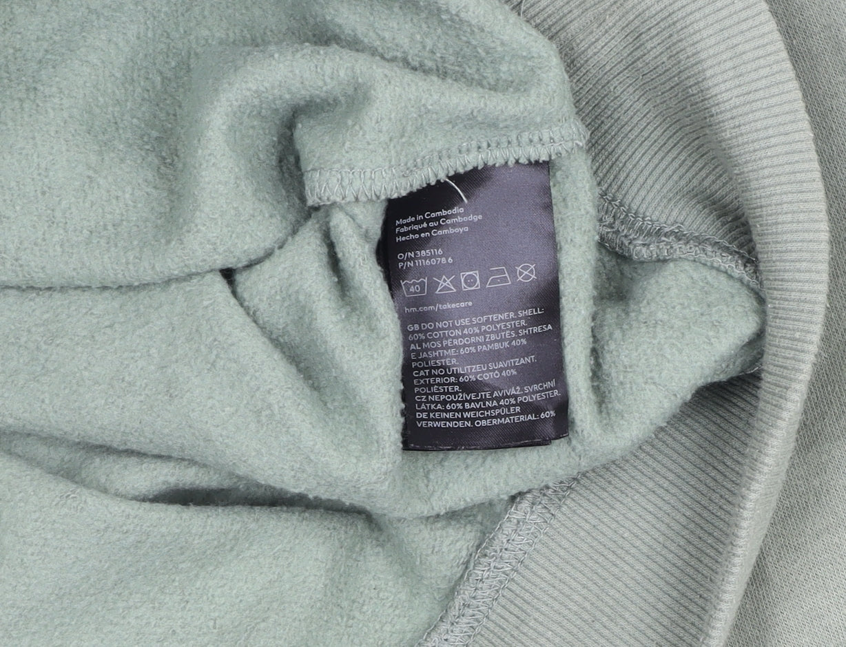 H&M Men's Green Relaxed Fit 1/2 Zip Fleece Sweatshirt L