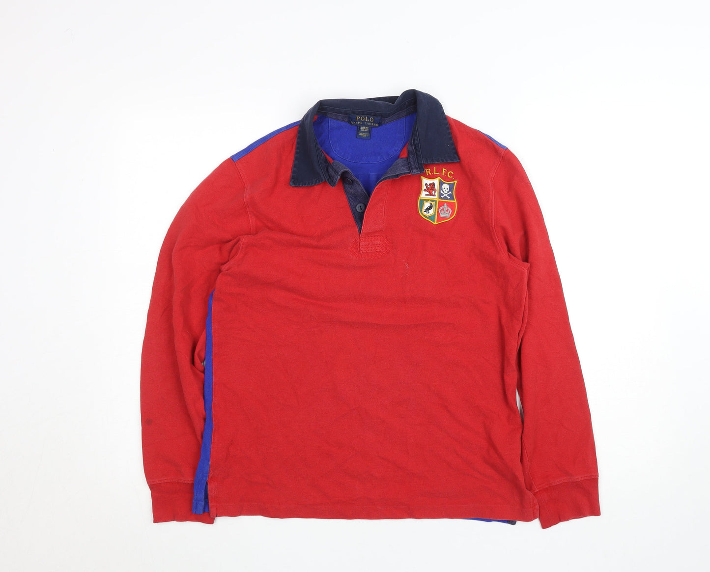 Ralph Lauren Boys Red Long Sleeve Rugby Polo Shirt Size 14-16 Years