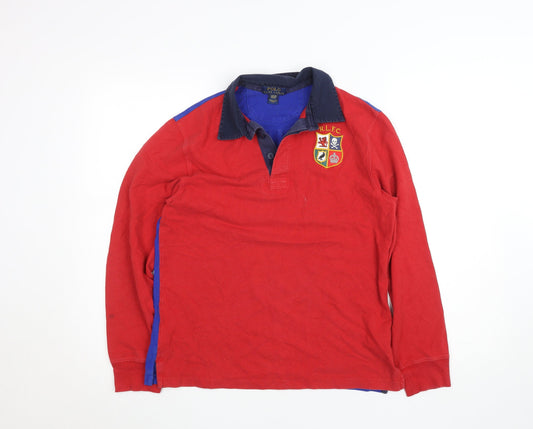 Ralph Lauren Boys Red Long Sleeve Rugby Polo Shirt Size 14-16 Years