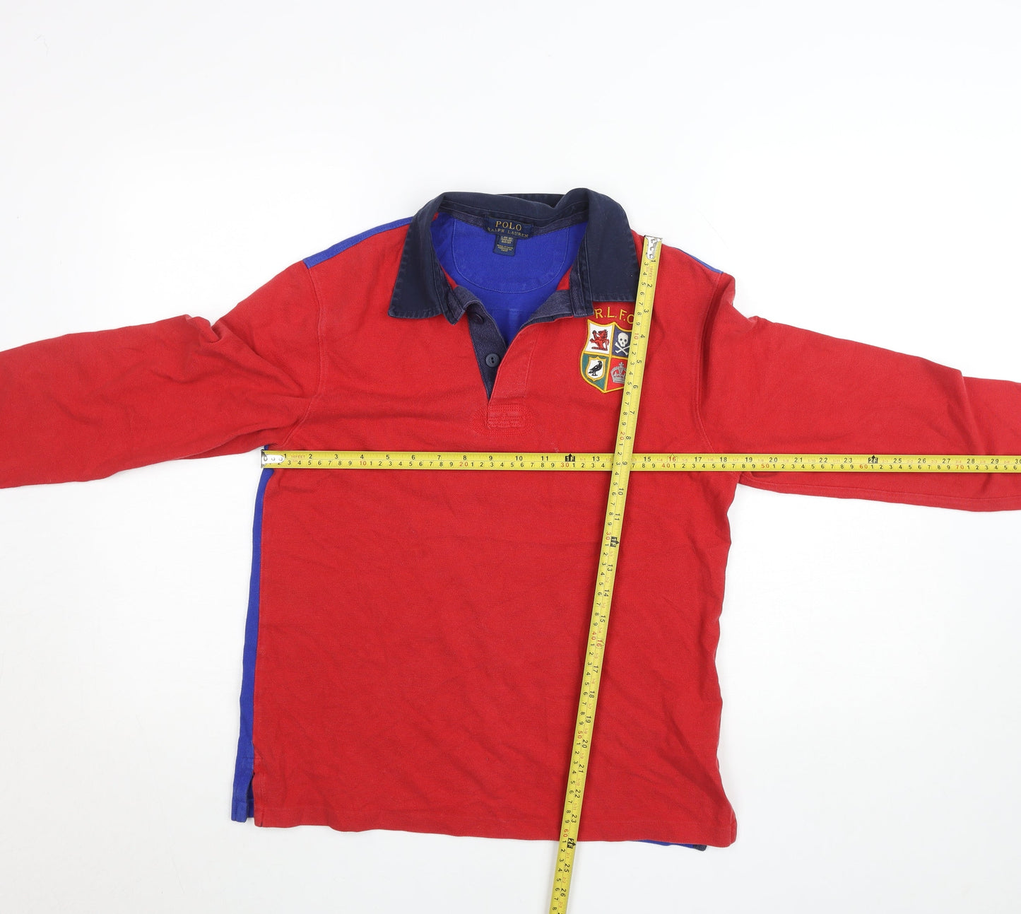 Ralph Lauren Boys Red Long Sleeve Rugby Polo Shirt Size 14-16 Years