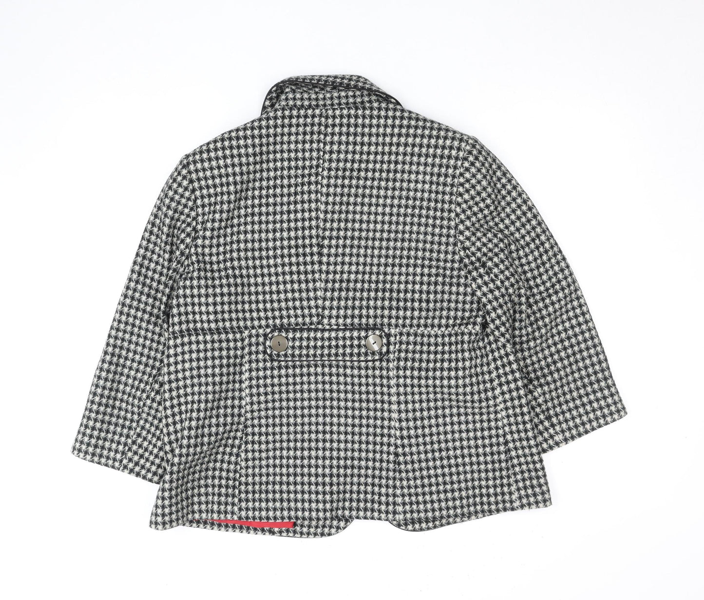 W Collection Women’s Black Houndstooth Wool Blazer Jacket Size 16