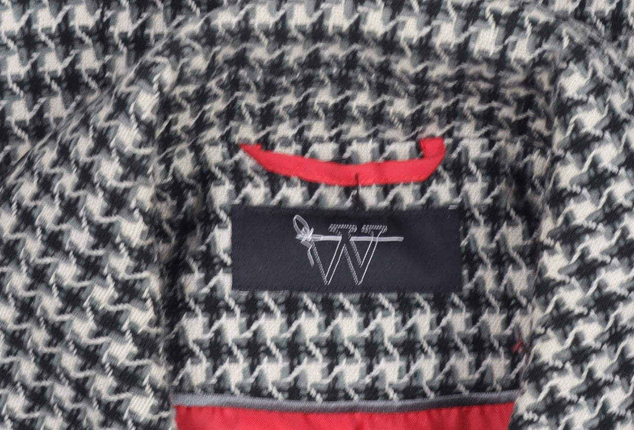 W Collection Women’s Black Houndstooth Wool Blazer Jacket Size 16