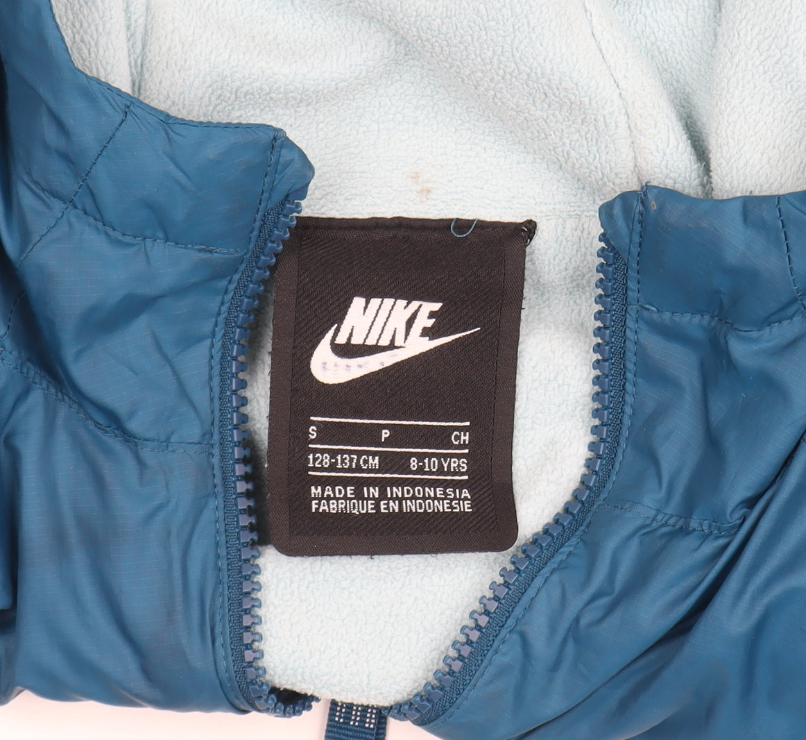 Nike Boys Blue Hooded Windbreaker Jacket 8-10 Years Full Zip Lined