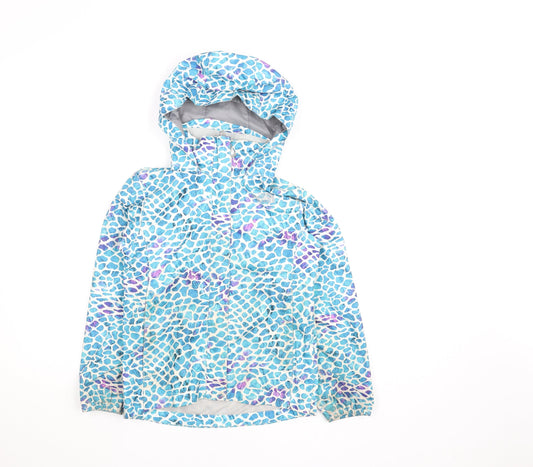 The North Face Girls Blue Waterproof Hooded Rain Coat Jacket 7-8 Years