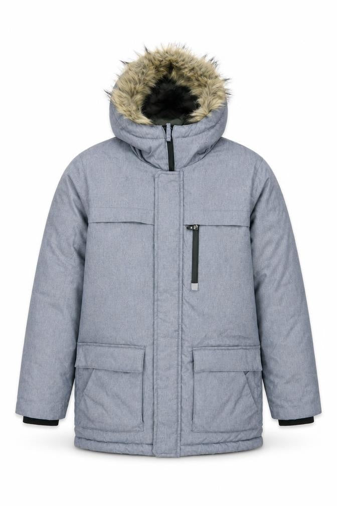 Next Boys Blue Hooded Parka Coat 12 Years Quilted Faux Fur Winter Jacket