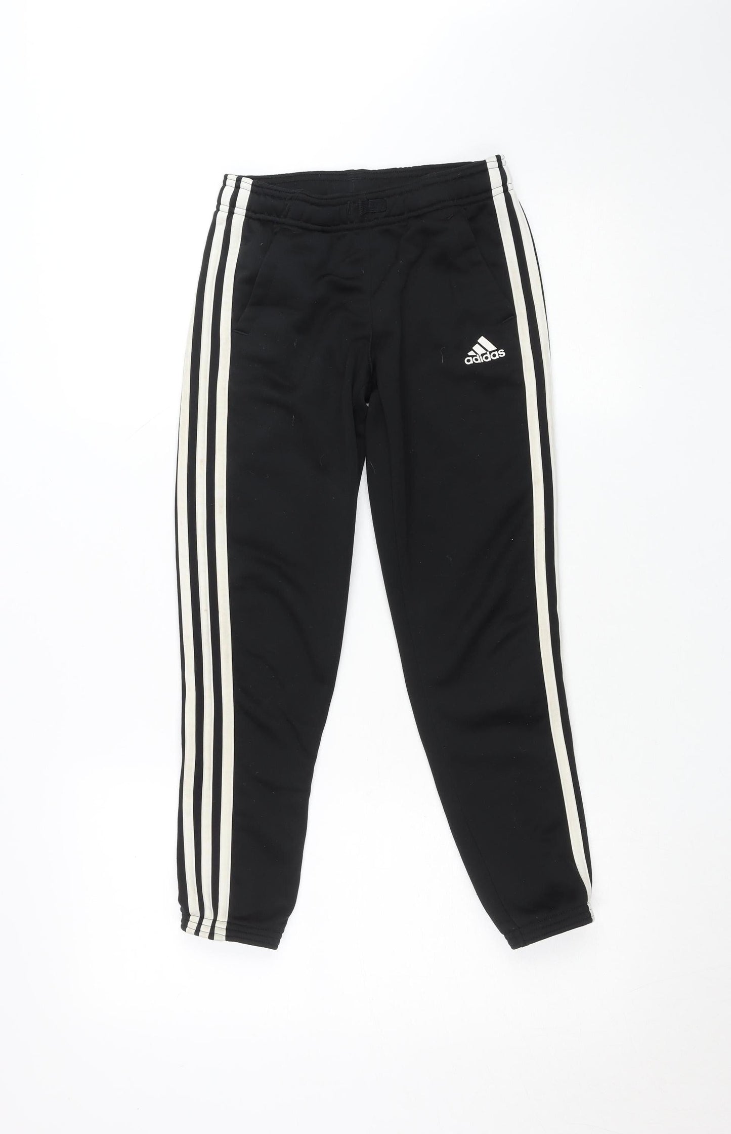 Adidas Boys Black 9-10 Years Track Pants with Side Stripes