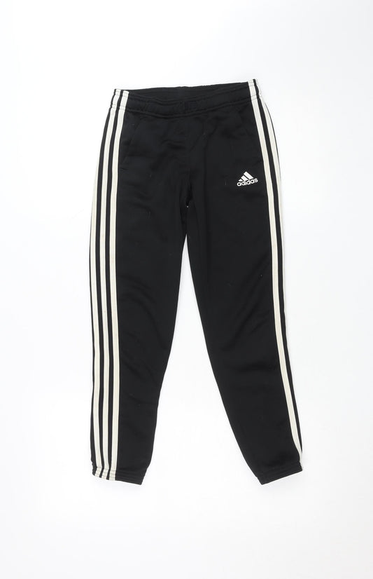 Adidas Boys Black 9-10 Years Track Pants with Side Stripes
