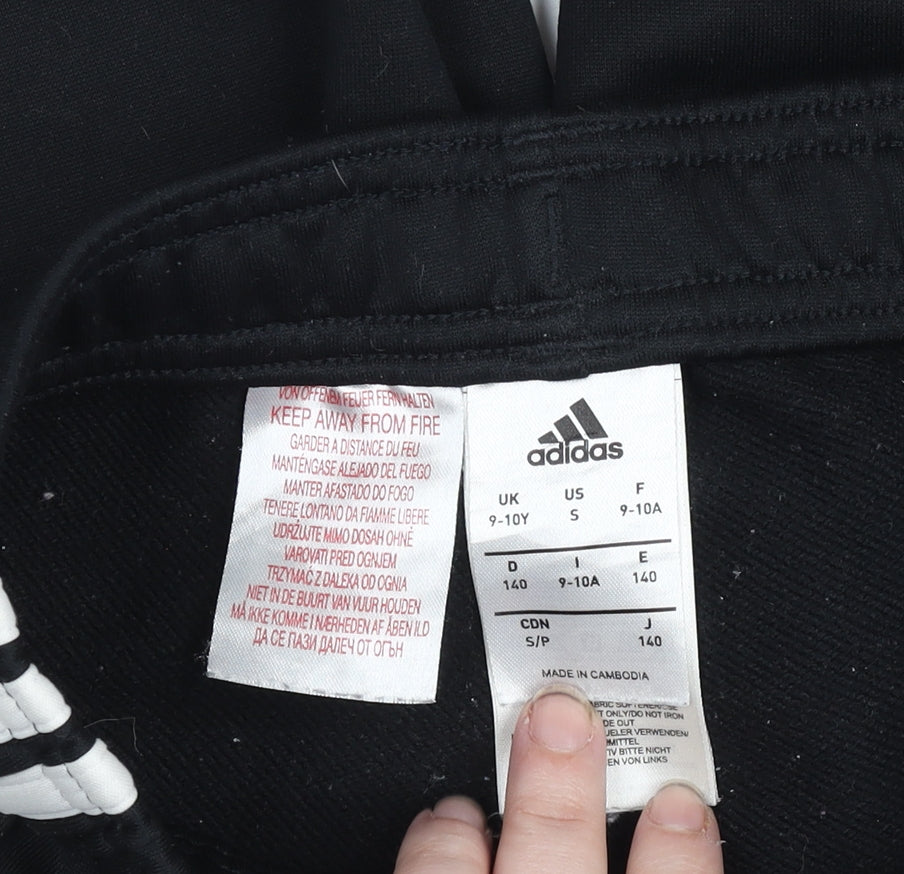 Adidas Boys Black 9-10 Years Track Pants with Side Stripes