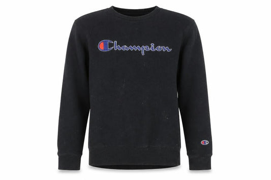Champion Boys Black Fleece Pullover Sweatshirt M Logo Crew Neck