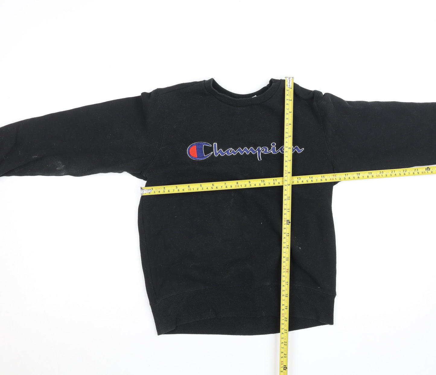 Champion Boys Black Fleece Pullover Sweatshirt M Logo Crew Neck