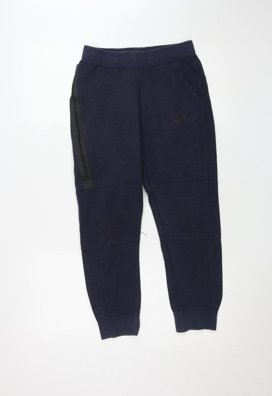 Nike Boys Blue Fleece Jogger Trousers 12-13 Years Activewear Comfort Fit
