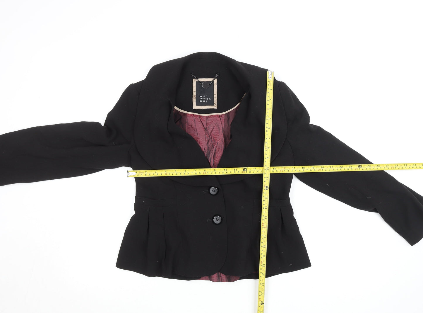 Betty Jackson Black Women's Size 12 Shawl Lapel Blazer Jacket