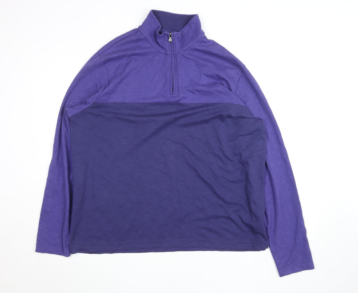 Chaps Men's Blue 2XL Colourblock 1/4 Zip Long Sleeve Top