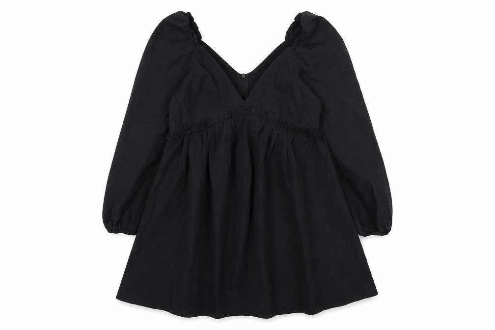 I Saw It First Women Black Short A-Line Puff Sleeve Dress Size 10