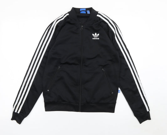 Adidas Womens Black Size 10 Track Jacket Full Zip Sports Top