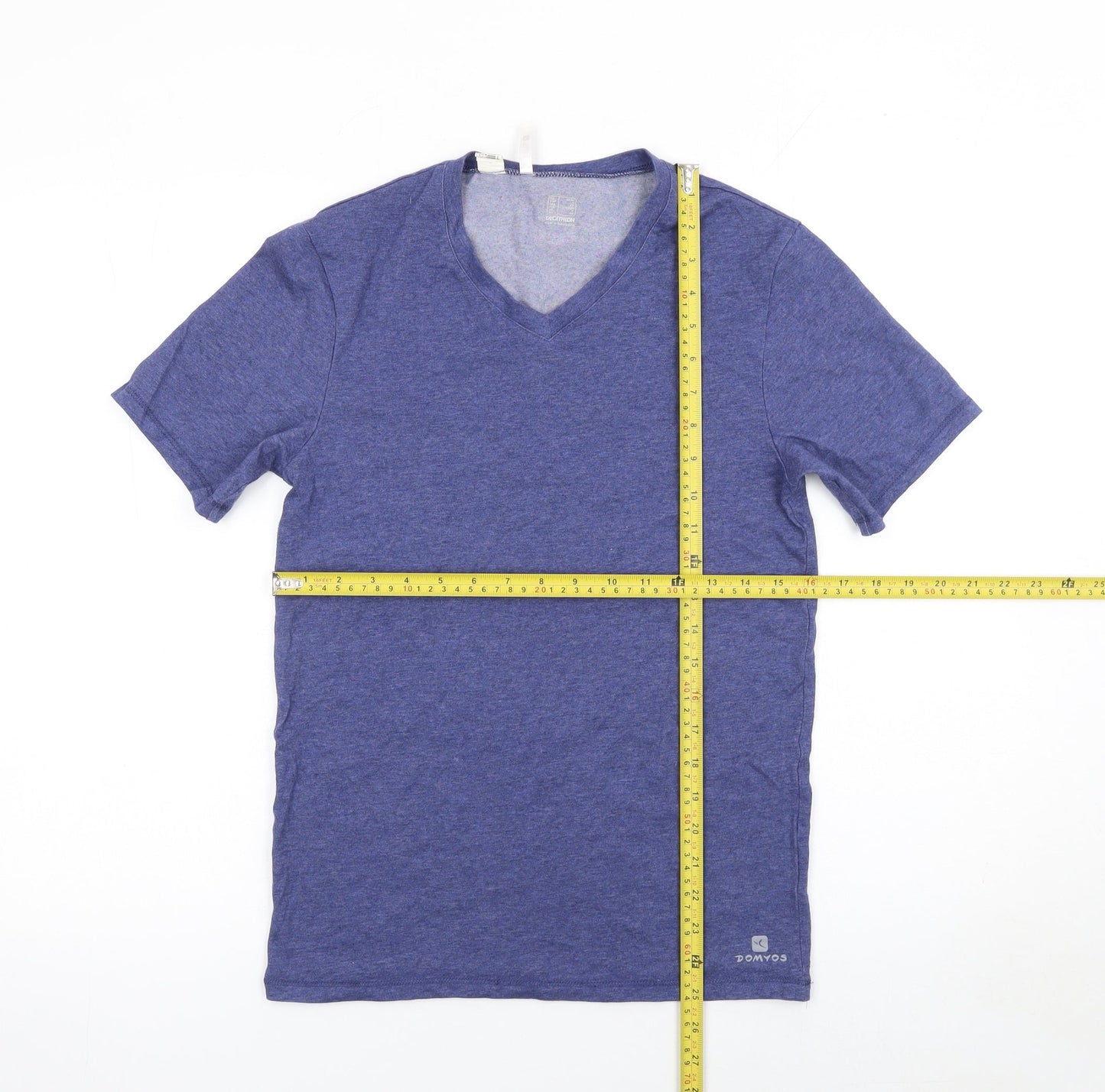 Decathlon Women Blue V-Neck Sports T-Shirt XS Lightweight Gym Top