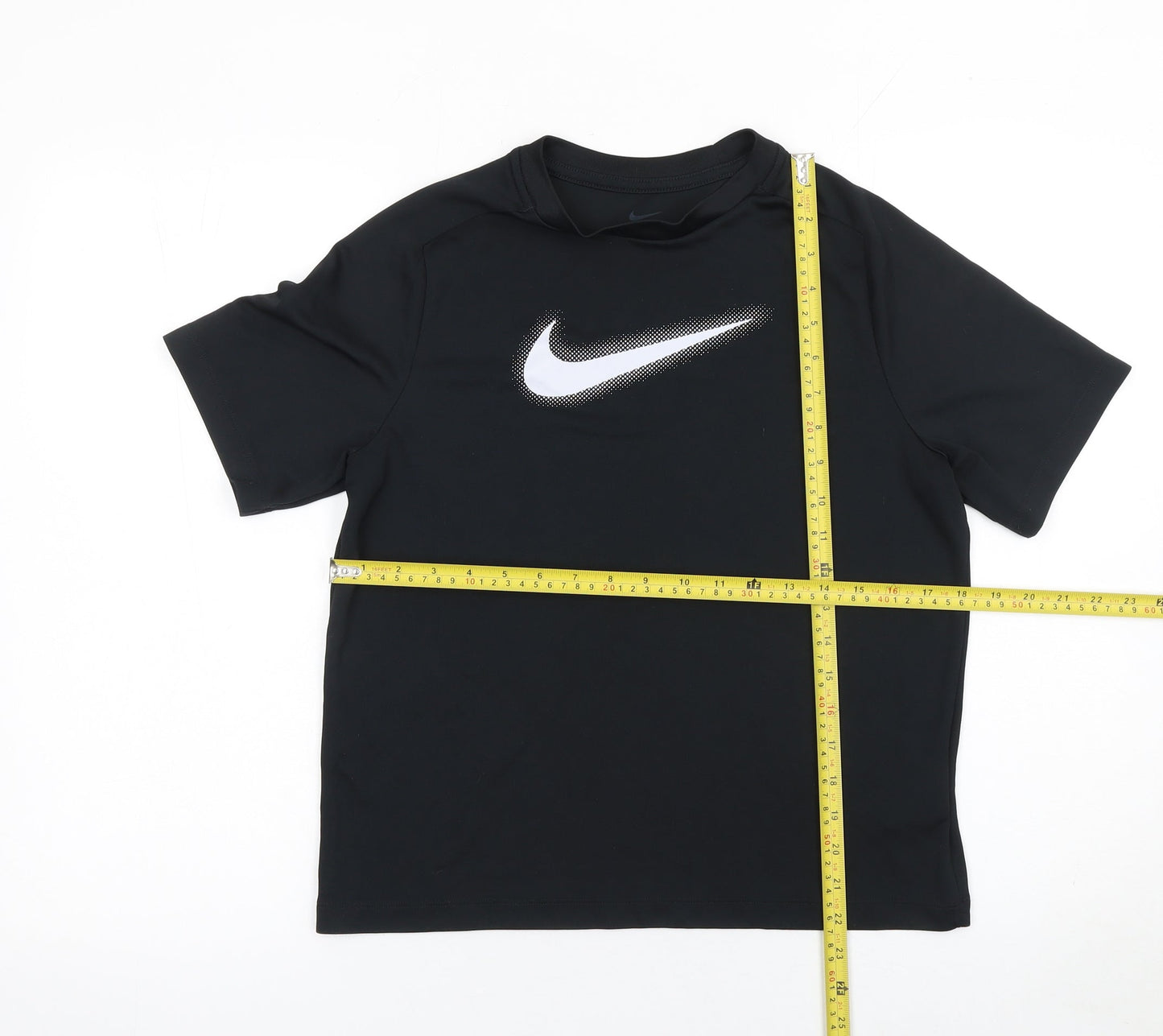 Nike Boys Black Dri-FIT Sports T-Shirt XL 158-170cm Moisture Wicking Tee