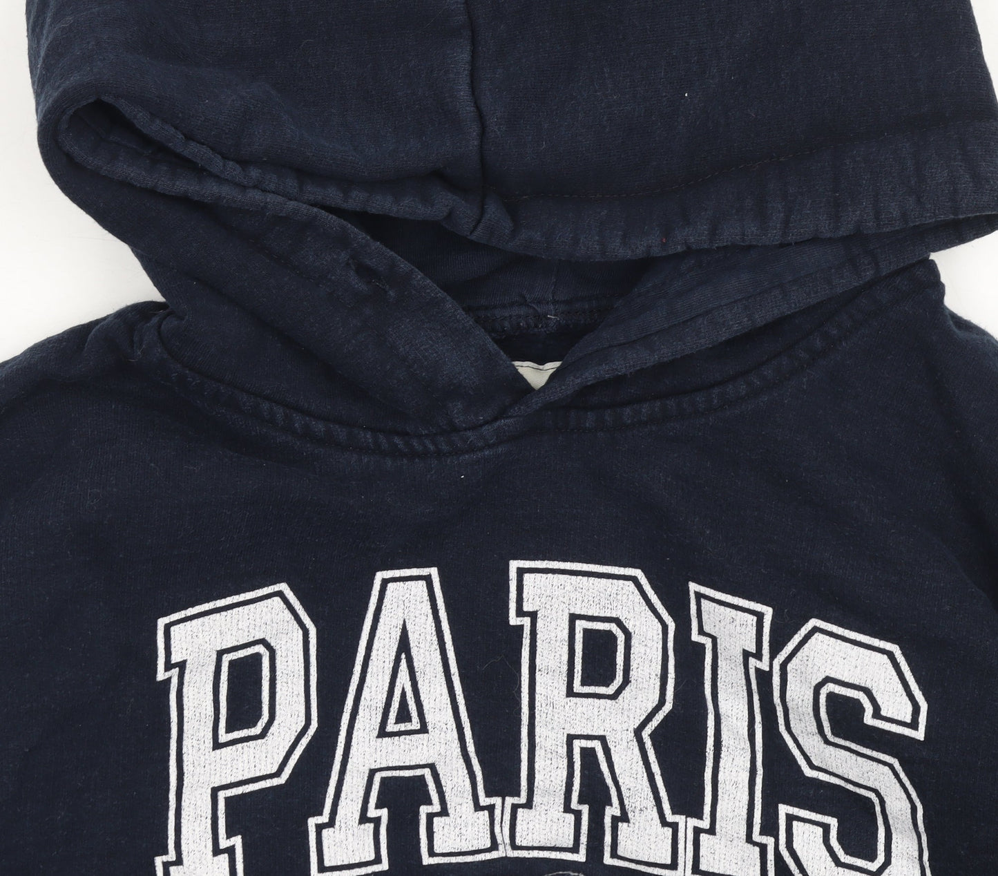Paris Produit Original Navy Cotton Pullover Hoodie Women L Casual