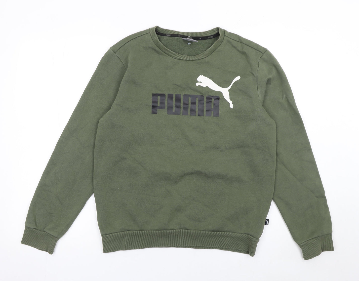 Mens UK S Regular PUMA Green Pullover Sweatshirt
