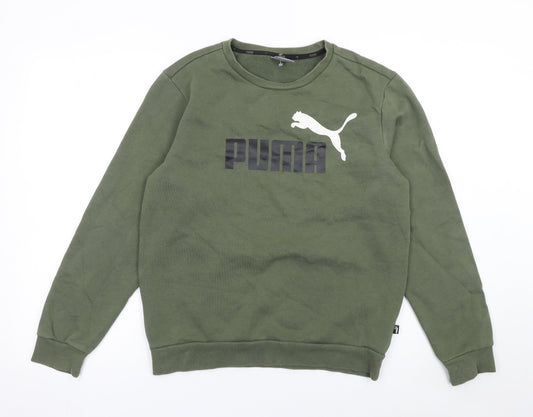 Mens UK S Regular PUMA Green Pullover Sweatshirt