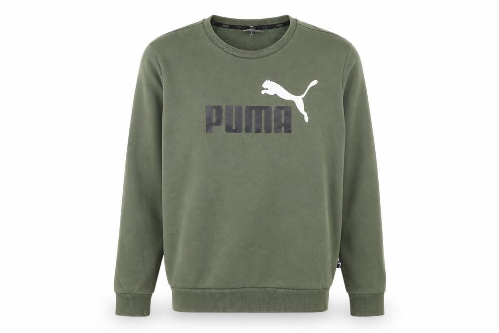 Front view of Puma Men's Green Small Crew Neck Pullover Sweatshirt