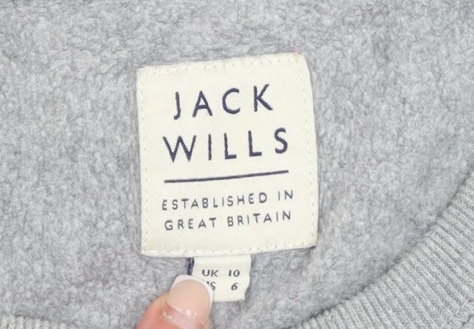 Womens UK 10 Regular Jack Wills Grey Pullover Sweatshirt