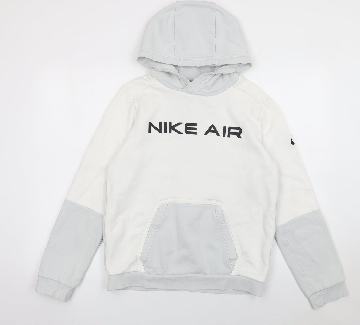 Nike Boys White Grey XL Pullover Hoodie Fleece Sweatshirt