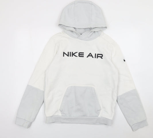Nike Boys White Grey XL Pullover Hoodie Fleece Sweatshirt