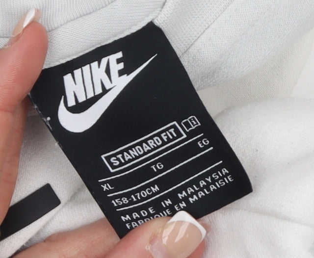 Nike Boys White Grey XL Pullover Hoodie Fleece Sweatshirt