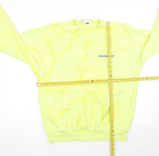Nasaseasons Women's Yellow Cotton Crew Neck Sweatshirt Size L