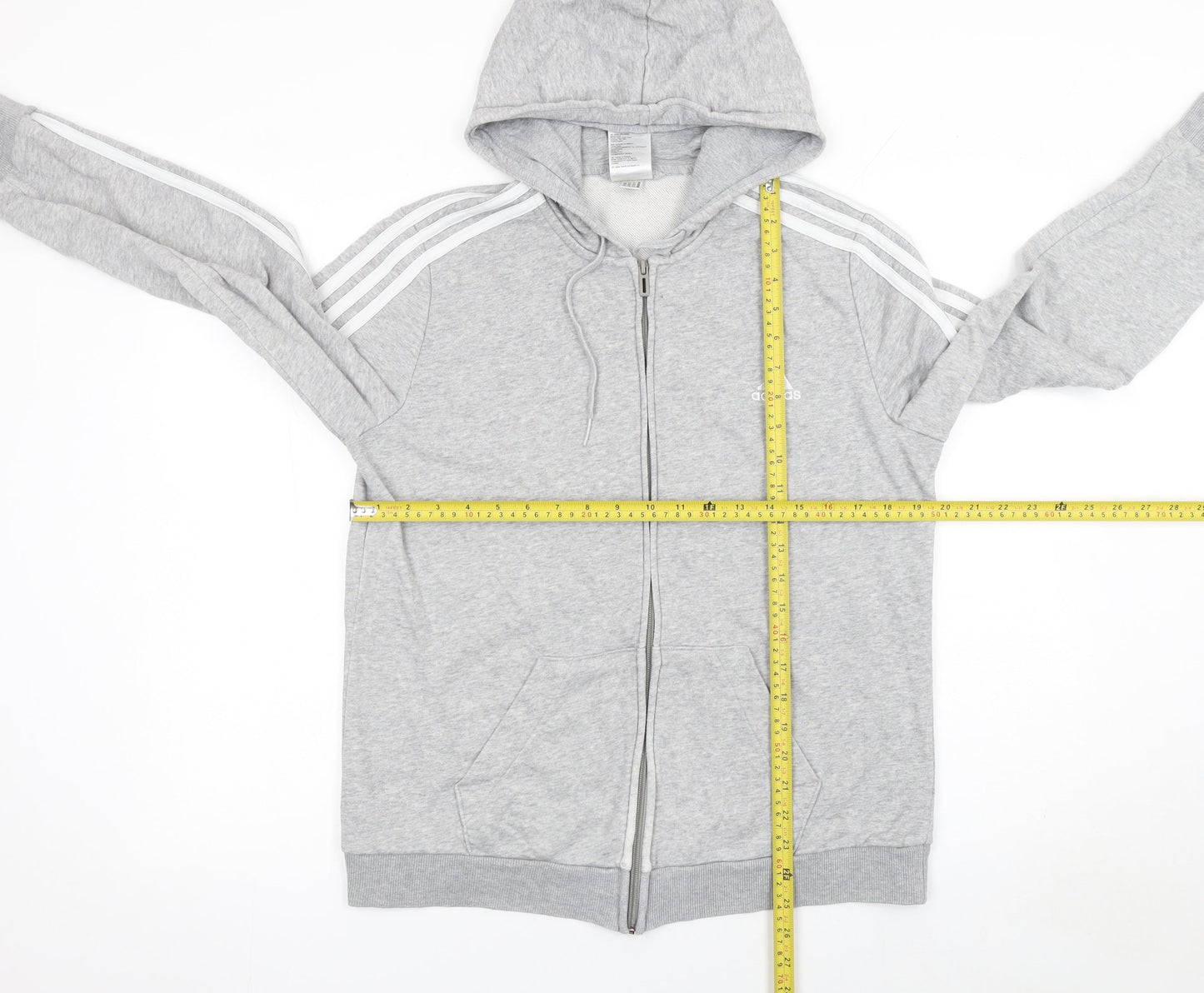 Adidas Womens Grey Full Zip Hoodie Size 16-18 Lined Hooded Sweatshirt