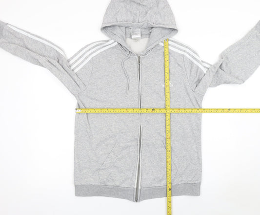 Adidas Womens Grey Full Zip Hoodie Size 16-18 Lined Hooded Sweatshirt