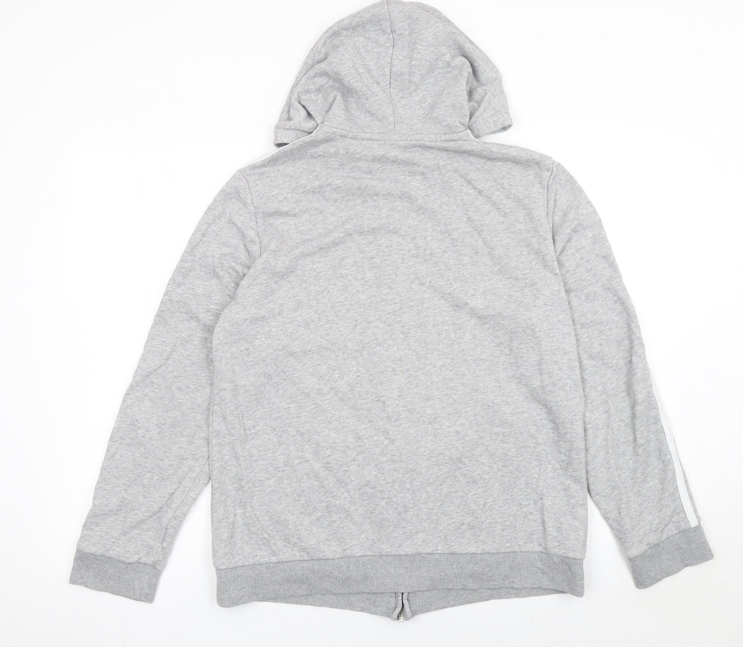 Adidas Womens Grey Full Zip Hoodie Size 16-18 Lined Hooded Sweatshirt