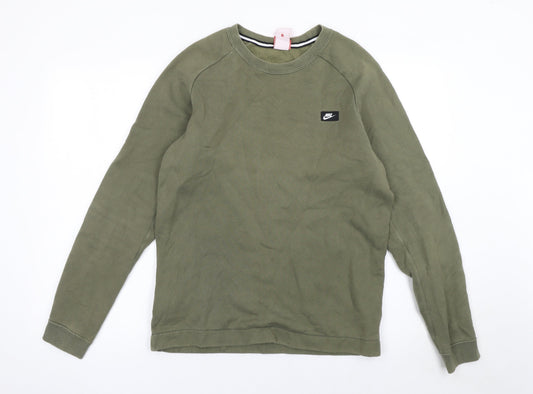 Nike Men’s Green Crew Neck Pullover Sweatshirt Size S Regular Fit
