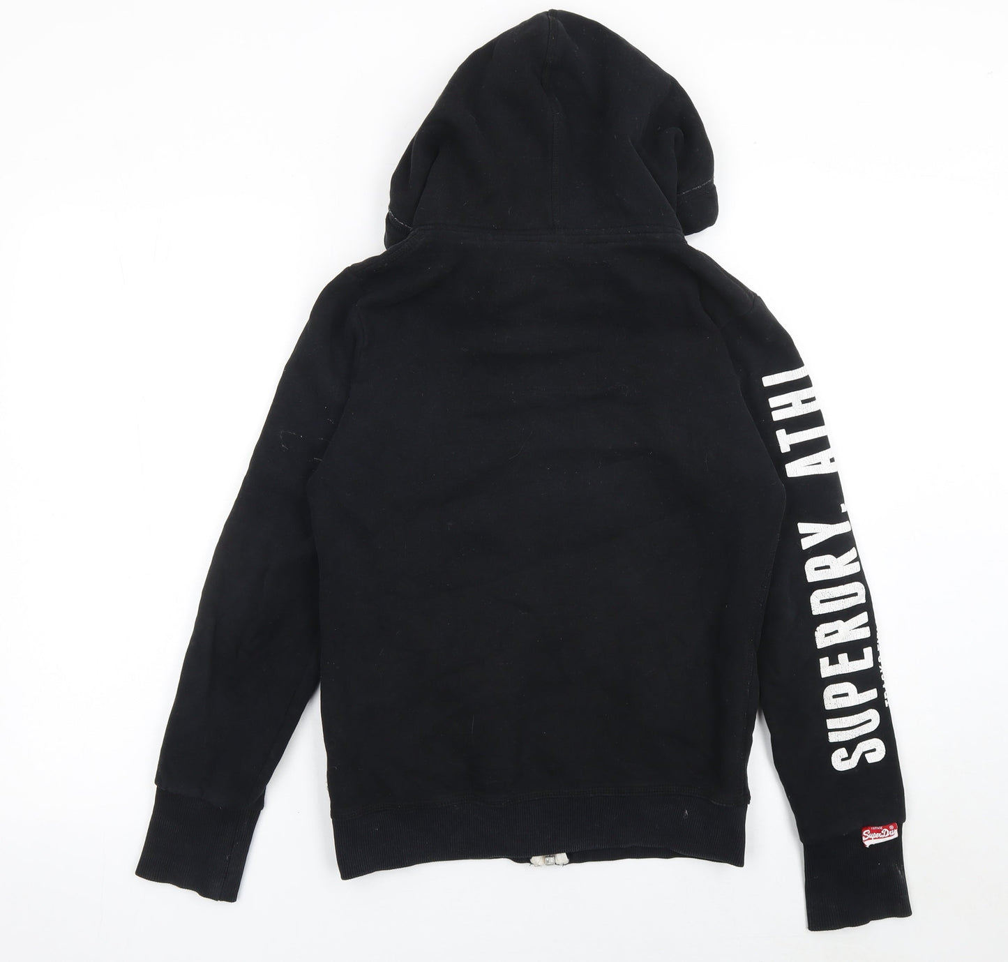 Superdry Women Black Full Zip Hoodie Size S Track & Field Logo