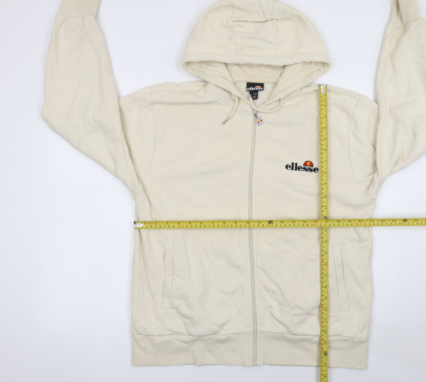 Ellesse Women’s Beige Full Zip Hoodie UK 10 Cotton Blend