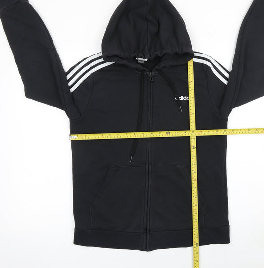 Adidas Womens Black Full Zip Hoodie L Cotton Blend Sportswear