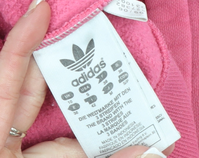 Adidas Womens Pink Pullover Hoodie Size 10 Cotton Blend Logo Print