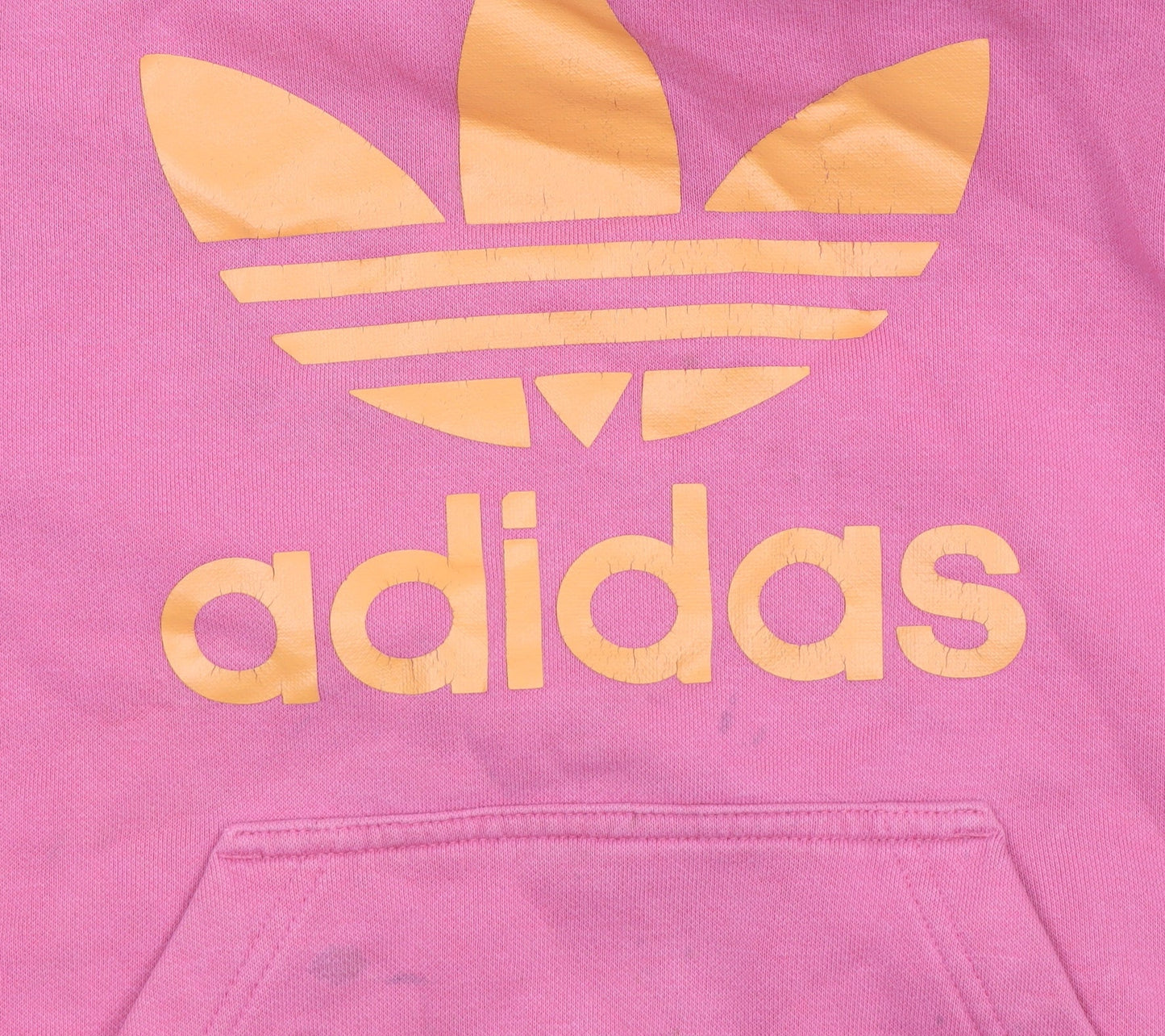 Adidas Womens Pink Pullover Hoodie Size 10 Cotton Blend Logo Print