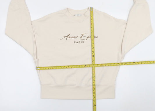 George Women Beige Amour Epique Paris Pullover Sweatshirt Size S 8-10