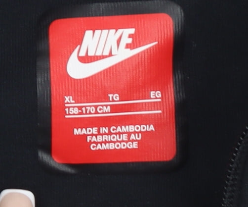 Nike Boys Black XL Full Zip Fleece Hoodie with Logo and Pockets