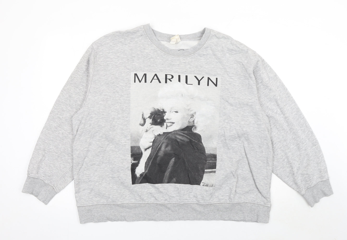 H&M Men's Grey Marilyn Graphic Print Pullover Sweatshirt XL