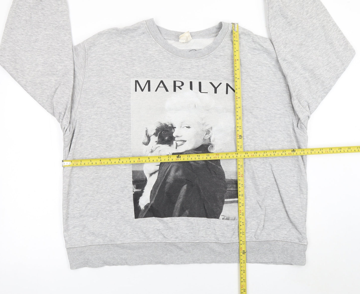 H&M Men's Grey Marilyn Graphic Print Pullover Sweatshirt XL