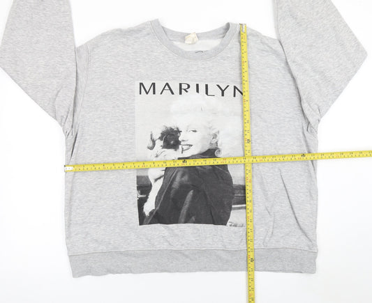 H&M Men's Grey Marilyn Graphic Print Pullover Sweatshirt XL
